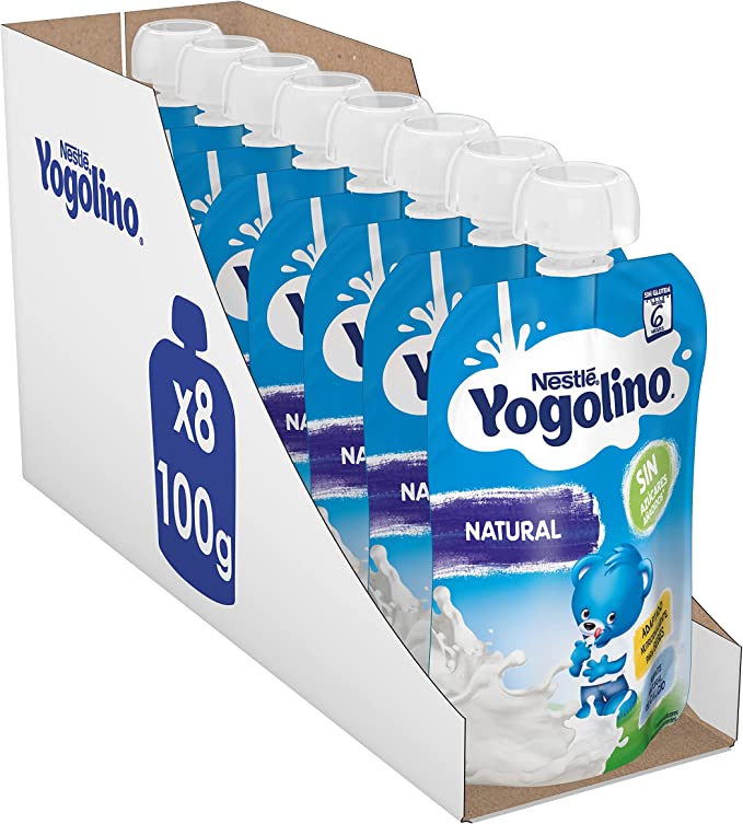 Nestlé Yogolino Lácteo infantil Natural, Desde 6 Meses, 8 Bolsitas de 100 g